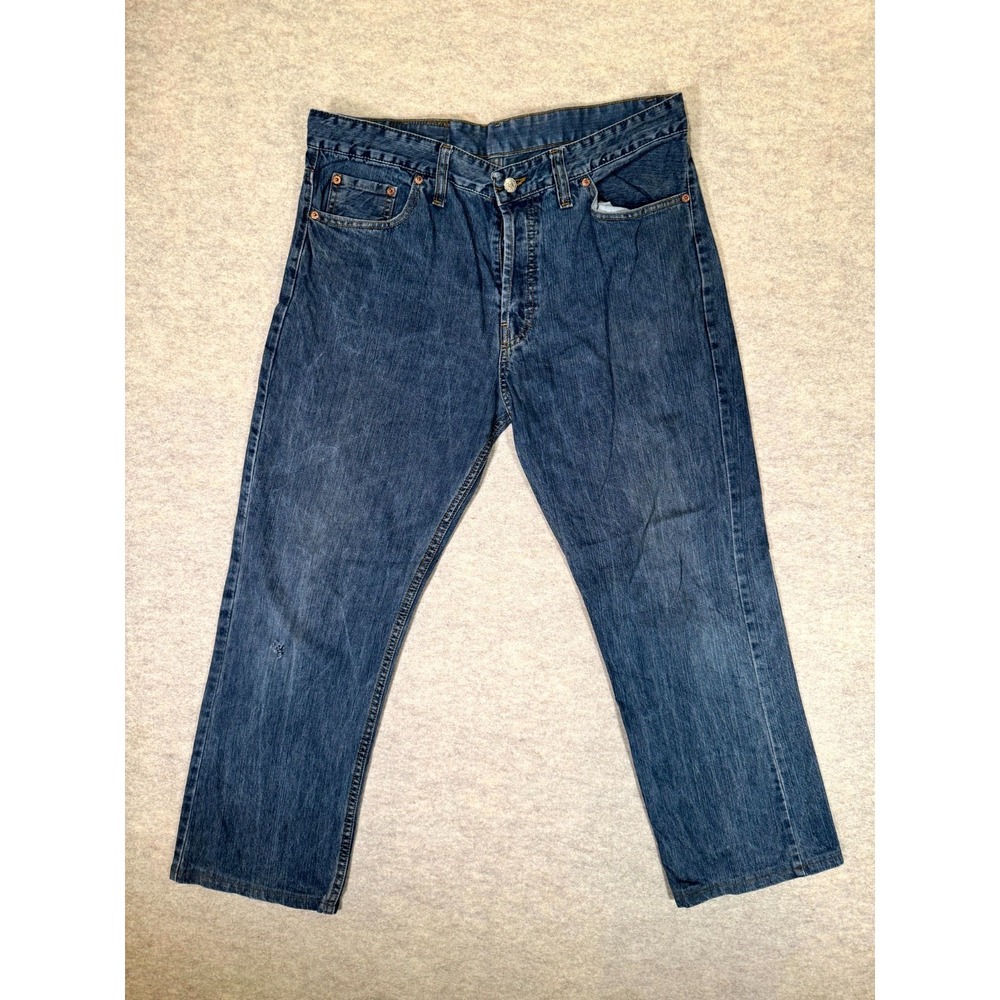 Levis 501 Straight Leg Jeans Men 36x34 Blue Denim Mid Rise Button Fly Streetwear